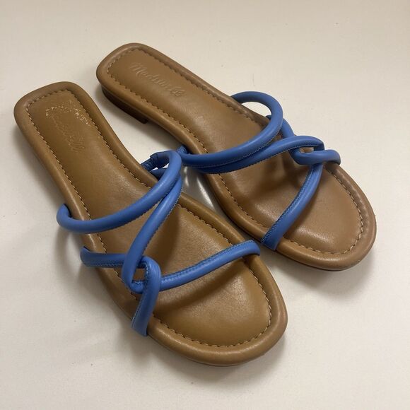 Madewell Women’s The Amel Slide Sandal Ornamental Blue Leather Size 9 NK019 - Picture 2 of 8